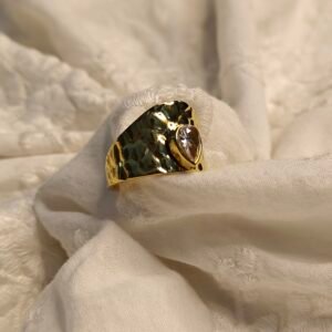 Skarra “Eclipse Drop” Textured Gold-Plated Ring