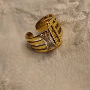 Skarra “Linear Prism” Structured Gold Ring