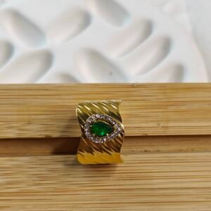 Skarra “Verdigris Wave” Gold-Plated Statement Ring