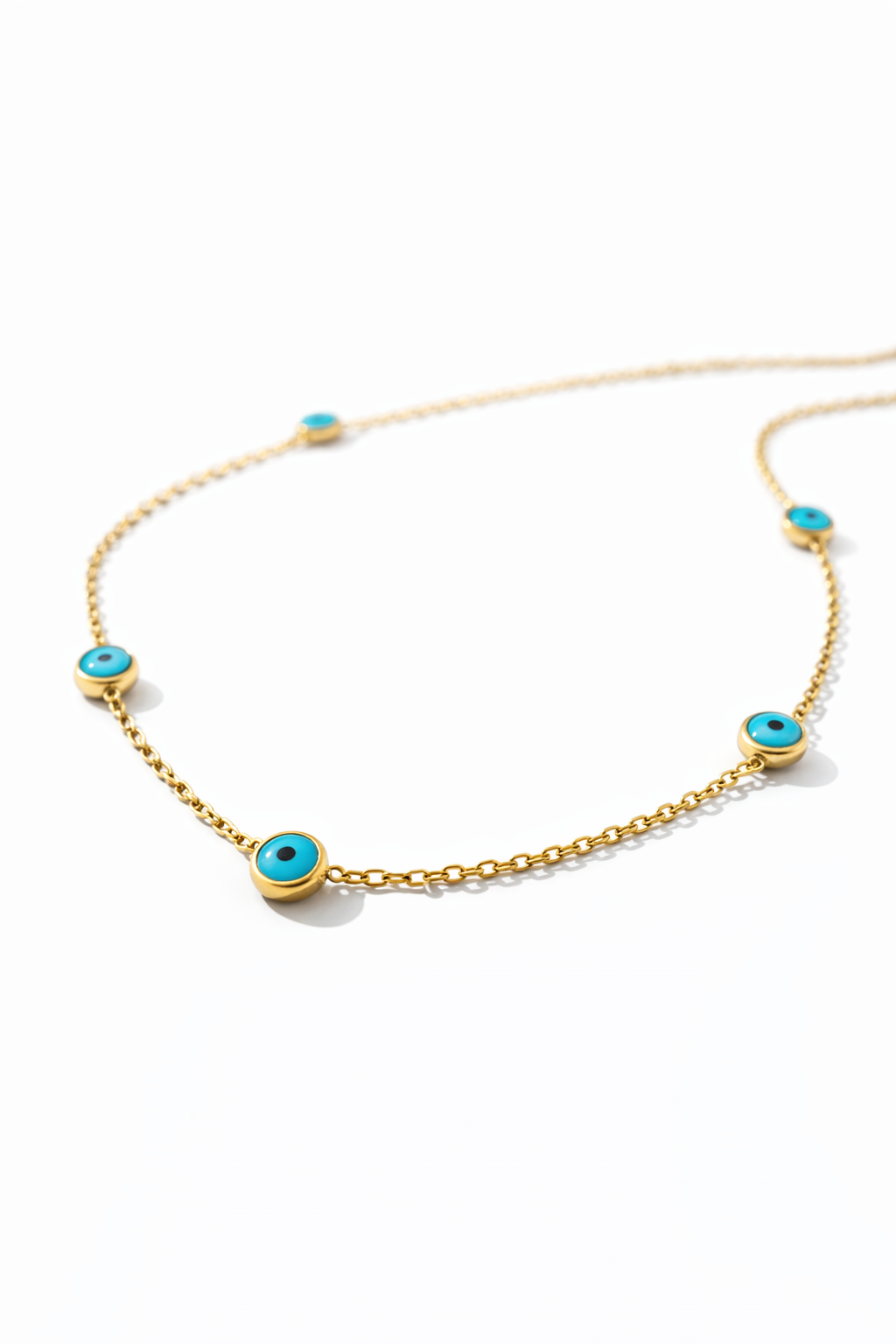 FIVE STUD EVIL EYE NECLACE