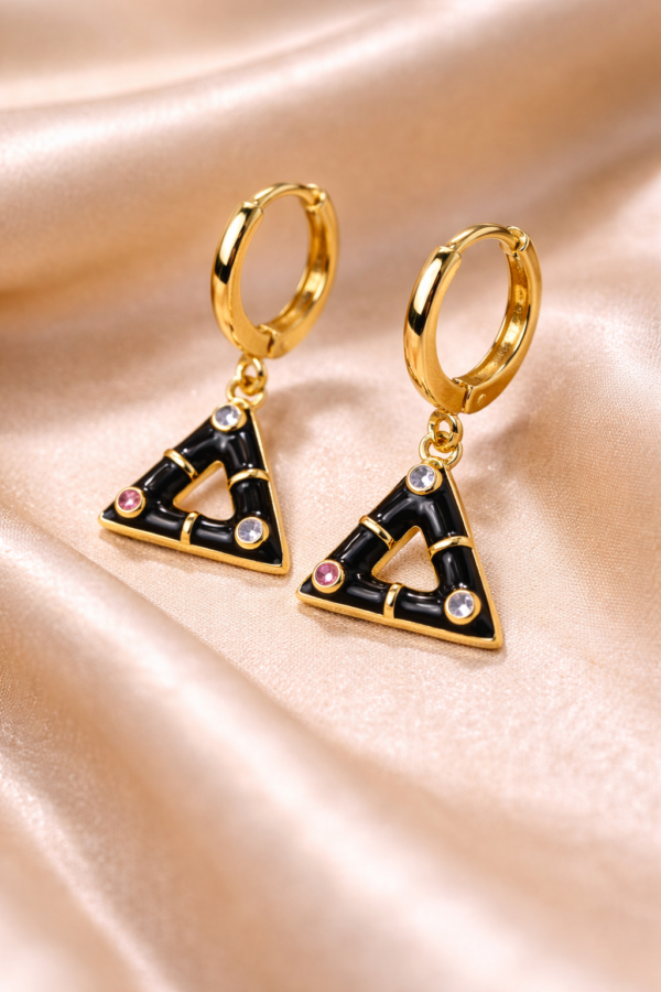 ChatGPT Image Jan 3, 2026, 05_11_21 PM Noir Prism Drop Earrings – Black Enamel Triangle Hoops