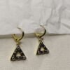 Noir Prism Drop Earrings – Black Enamel Triangle Hoops