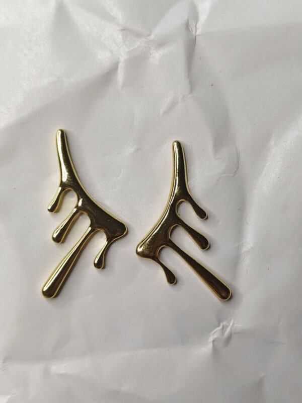 Zara Gold Abstract Drip Statement Earrings