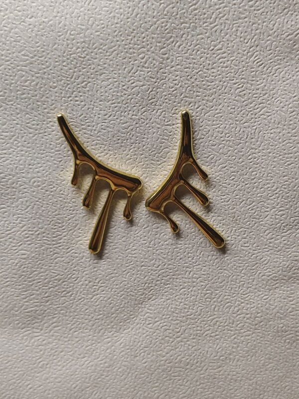 Zara Gold Abstract Drip Statement Earrings