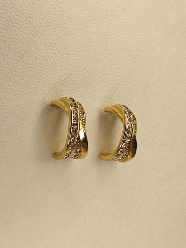 Gold-Tone Crystal Encrusted Crossover Earrings