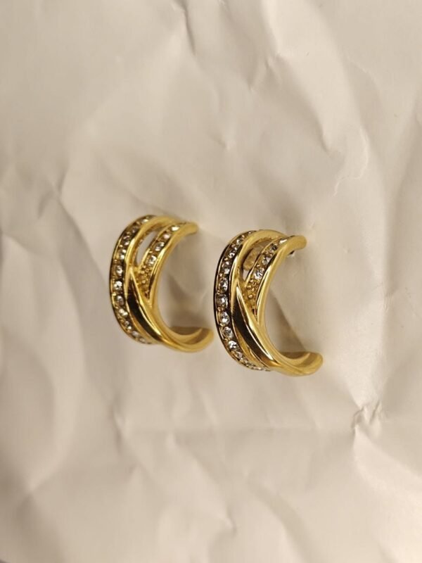 Gold-Tone Crystal Encrusted Crossover Earrings