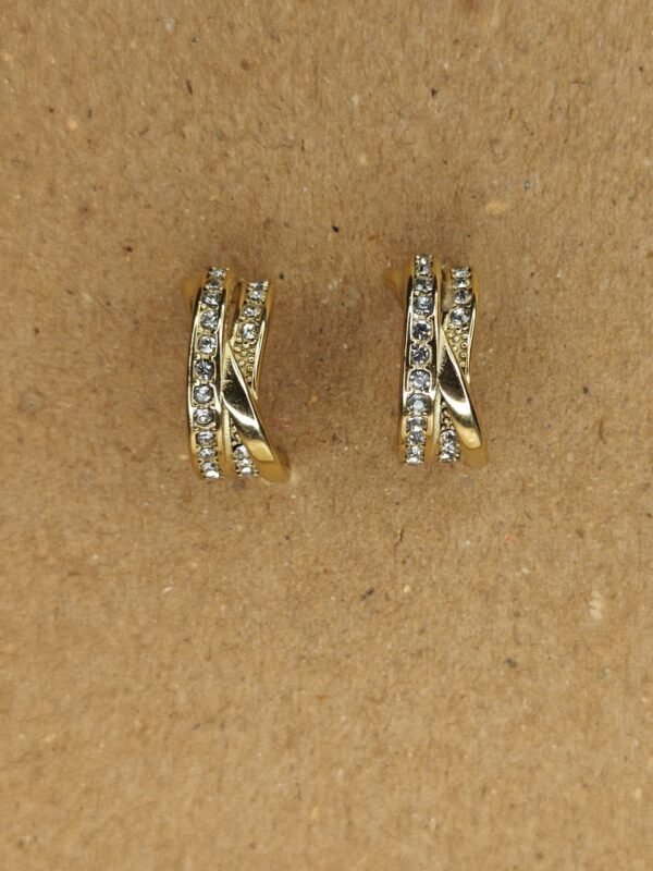 Gold-Tone Crystal Encrusted Crossover Earrings