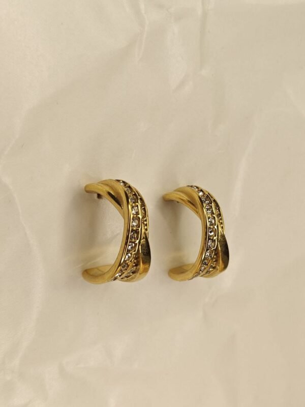 Gold-Tone Crystal Encrusted Crossover Earrings