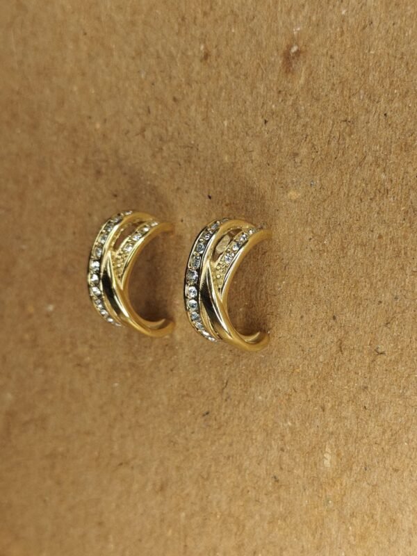 Gold-Tone Crystal Encrusted Crossover Earrings