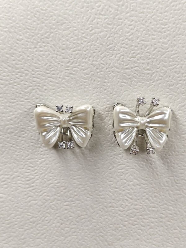 Pearl Bow Stud Earrings
