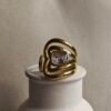oplus_1048610 The Orbit Ring – Sculptural Gold Statement with Crystal Core