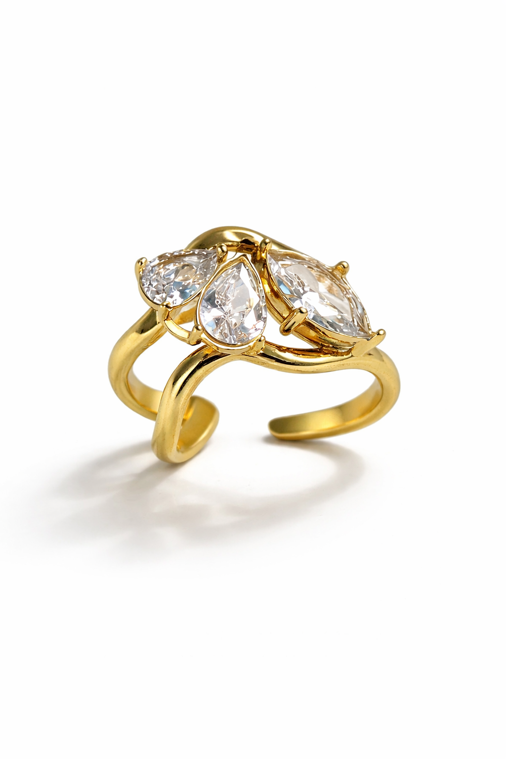 The Bloom Ring Crystal Cluster in Gold Finish