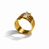 The Prism Ring Structured Gold with Emerald-Cut Crystal