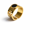 The Solstice Ring Gold Band with Black Enamel & Cutout Detailing