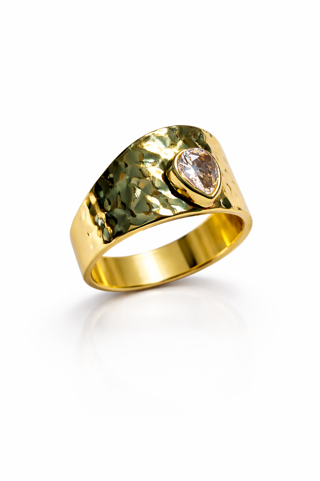 Skarra Eclipse Drop Textured Gold-Plated Ring